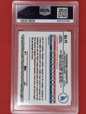 2024 Topps Chrome Yoshinobu Yamamoto Autograph PSA 9 back