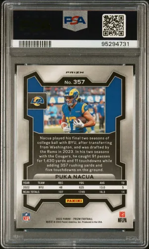 2023 Panini Prizm Puka Nacua Green Prizm back