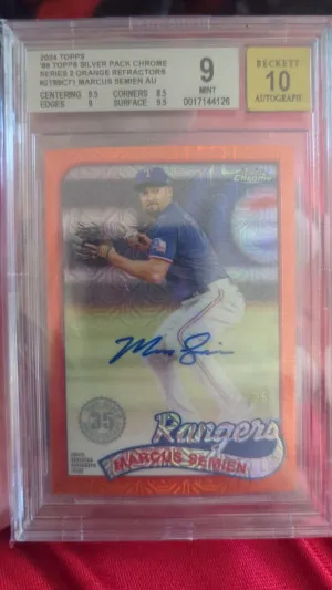 2024 Topps series 2 Marcus Semien Orange Mojo auto /25 graded 9/10 front