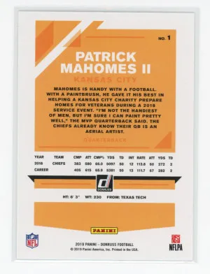 2019 Donruss PATRICK MAHOMES #1 SILVER PRESS PROOF #/100 Kansas City Chiefs back