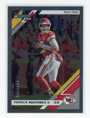2019 Donruss PATRICK MAHOMES #1 SILVER PRESS PROOF #/100 Kansas City Chiefs front