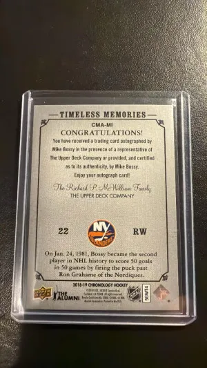 2018-19 chronology timeless memories auto mike bossy back