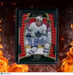 2019-20 Upper Deck Allure Rasmus Sandin Red Rainbow Die-Cut Rookie Auto 252/349 front