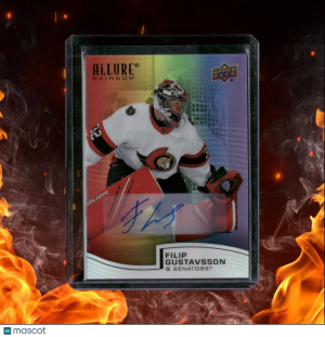 2021-22 Upper Deck Allure Filip Gustavsson Full Rainbow Color Flow Rookie Auto front
