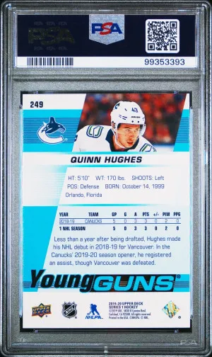 2019-20 Upper Deck Quinn Hughes Young Guns PSA 9 back