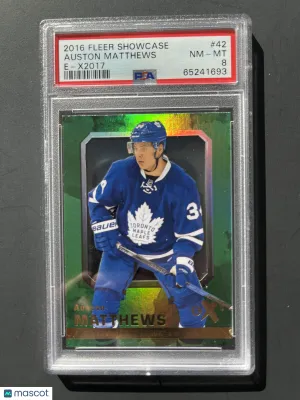 2016 Fleer Showcase E-X2017 Auston Matthews #42 PSA 8 front