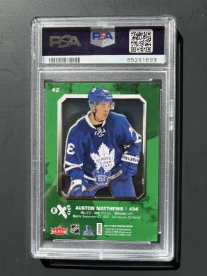 2016 Fleer Showcase E-X2017 Auston Matthews #42 PSA 8 back