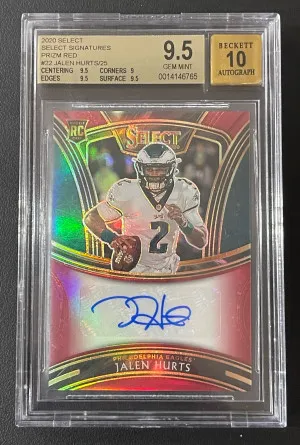 2020 Select Signatures Prizm Red Jalen Hurts #/25 - BGS 9.5/10 front