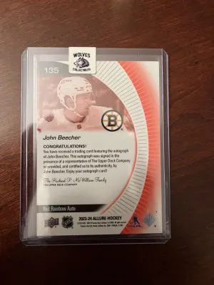23-24 Allure John Beecher Red Rainbow Rookie Auto back