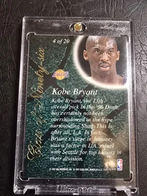 1996 Flair Showcase Kobe Bryant Class Of '96 back