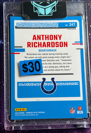 2023 Panini Optic - Rated Rookie Green Hyper Prizm #247 Anthony Richardson (RC) back