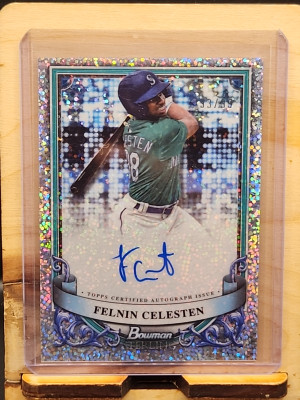 2024 Bowman Sterling Felnin Celesten Speckle On Card Auto /99 Seattle Mariners front