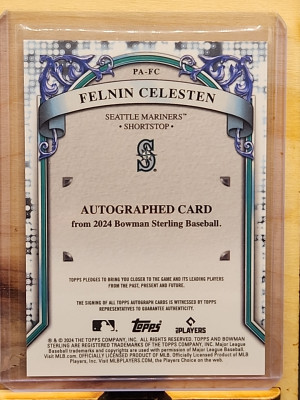 2024 Bowman Sterling Felnin Celesten Speckle On Card Auto /99 Seattle Mariners back