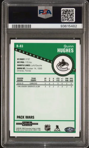 2019 O-Pee-Chee Platinum Retro Quinn Hughes #R-83 Black Pack Wars Rookie PSA 9 back