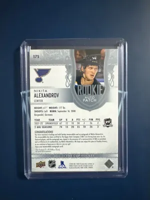Nikita Alexandrov Cup Rookie Patch Auto32/249 back