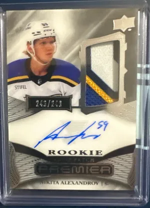Nikita Alexandrov Premier Rookie Patch Auto 246/249 front