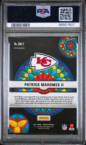 2021 Panini Mosaic Glass Mosaic Patrick Mahomes II #GM2 PSA 10 back