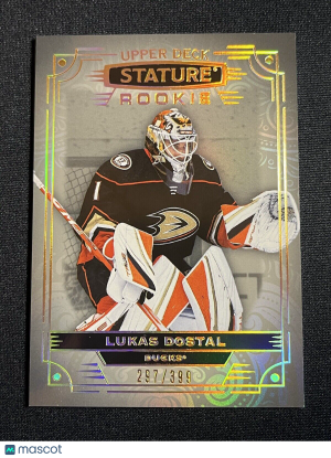 Lukas Dostal /399 made Rookie Stature 2022-23 Insert Parallel Hockey Card 164 front