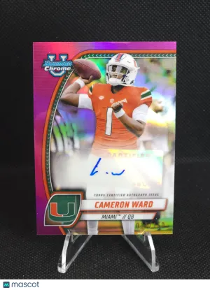 2024 Bowman University Chrome Cameron Ward Pink Refractor Auto /150 #PA-CWA front