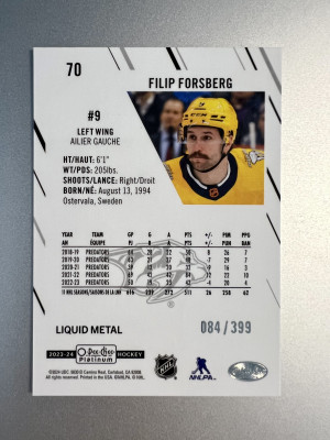 2022-23 O-Pee-Chee Platinum Filip Forsberg back