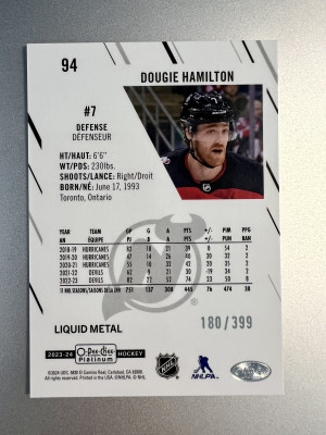2022-23 O-Pee-Chee Platinum Dougie Hamilton back