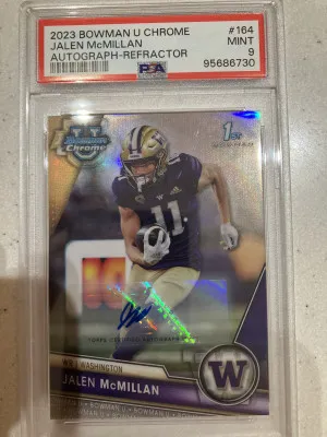 2023 Bowman U Chrome Jalen McMillan Autograph Refractor PSA 9 front
