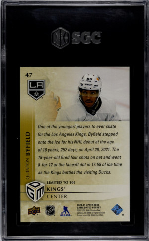 2020-21 Upper Deck Quinton Byfield #47 SGC 9.5 back