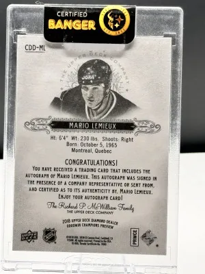 2017-18 Upper Deck Goodwin Champions Mario Lemieux Auto #CDD-ML back