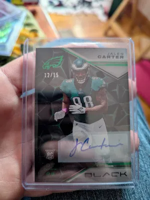 2023 Black Football Jalen Carter Emerald rookie auto /15 case hit 🔥🔥🔥 front