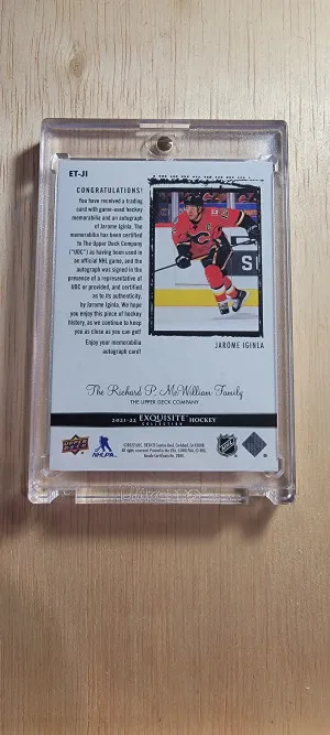 Jerome Iginla Exquisite Autograph Patch /10 back