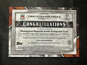 Trent Alexander Arnold Momentous Materials Auto /199 back
