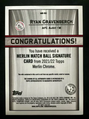 Ryan Gravenberch Merlin Match Ball Auto back
