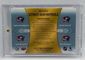 2022-23 Ultimate Collection Quad Patch Laine Gaudreau Werenski Sillinger /25 back