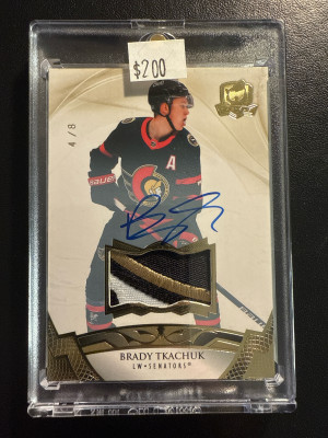 2020-21 The Cup Gold Base Patch Auto Brady Tkachuk /8 front