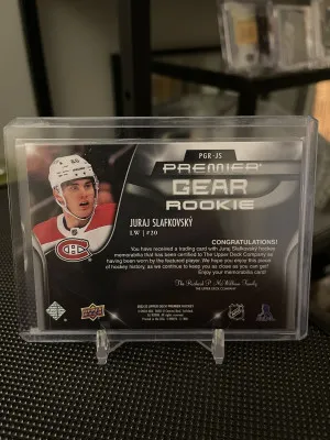 22-23 Upper Deck Premier Juraj Slafkovsky Premier Gear Quad Jersey /99 back