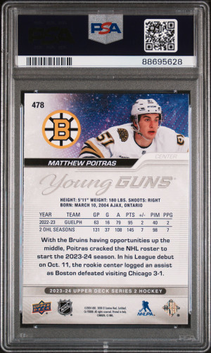 2023 Upper Deck Matthew Poitras #478 Hockey PSA 10 back