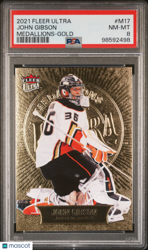 2021 Upper Deck Fleer Ultra Medallions Card M17 John Gibson PSA 8 front