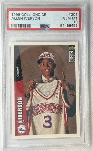 1996-97 upper deck collectors choice Allen Iverson RC PSA 10 front