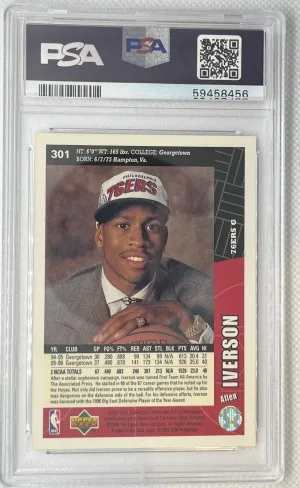 1996-97 upper deck collectors choice Allen Iverson RC PSA 10 back