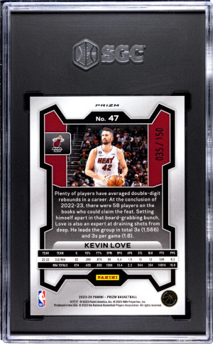 2023-24 Panini Prizm Kevin Love #47 /150 SGC 10 Miami Heat back
