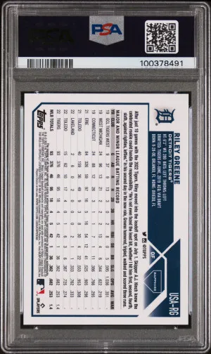 2023 Topps Chrome Update Sapphire Edition Autograph Riley Greene #RG PSA 10 back