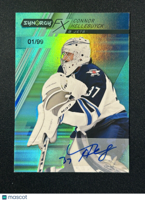 Connor Hellebuyck 1st Print /99 Autograph Green Synergy FX Hockey Card eBay 1/1 front