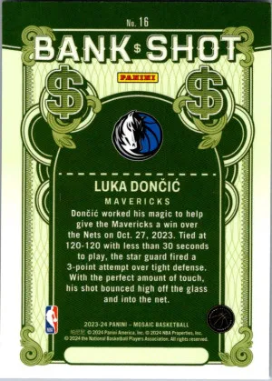 Panini Mosaic Bank Shot Luka Doncic #16 back
