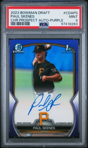 2023 Bowman Draft Chrome Prospect Autograph Paul Skenes Chr Prospect Au-Purple Ref front
