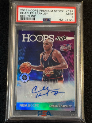 2019 Premium Stock Hoops Charles Barkley Hoops Ink PSA 9 front