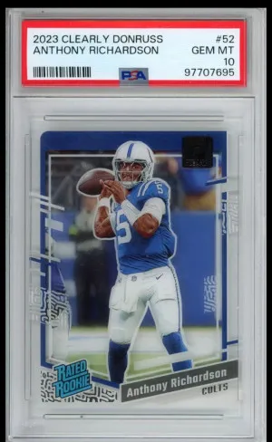 Anthony Richardson  Clearly Donruss Rated Rookie PSA 10 front