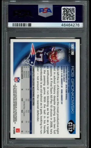 2010 TOPPS CHROME ROB GRONKOWSKI ROOKIE RUNNING CUTTING POSE PSA 8 back