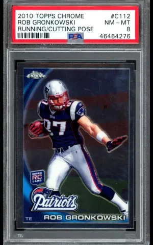 2010 TOPPS CHROME ROB GRONKOWSKI ROOKIE RUNNING CUTTING POSE PSA 8 front