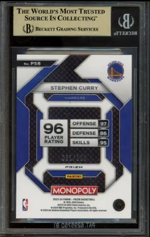 Steph Curry 2023 Prizm Monopoly Red Millionaire Shimmer /100  BGS 9.5 back