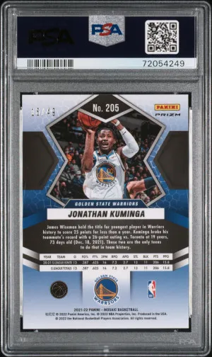 2021-22 Panini Mosaic JONATHAN KUMINGA Rookie Card RC PURPLE #/49 - PSA 10 GEM back